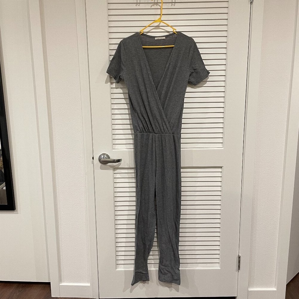 Zara Gray Jumpsuit V-Neck
